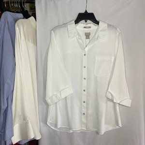 CHICOS Woman's Linen White Blouse